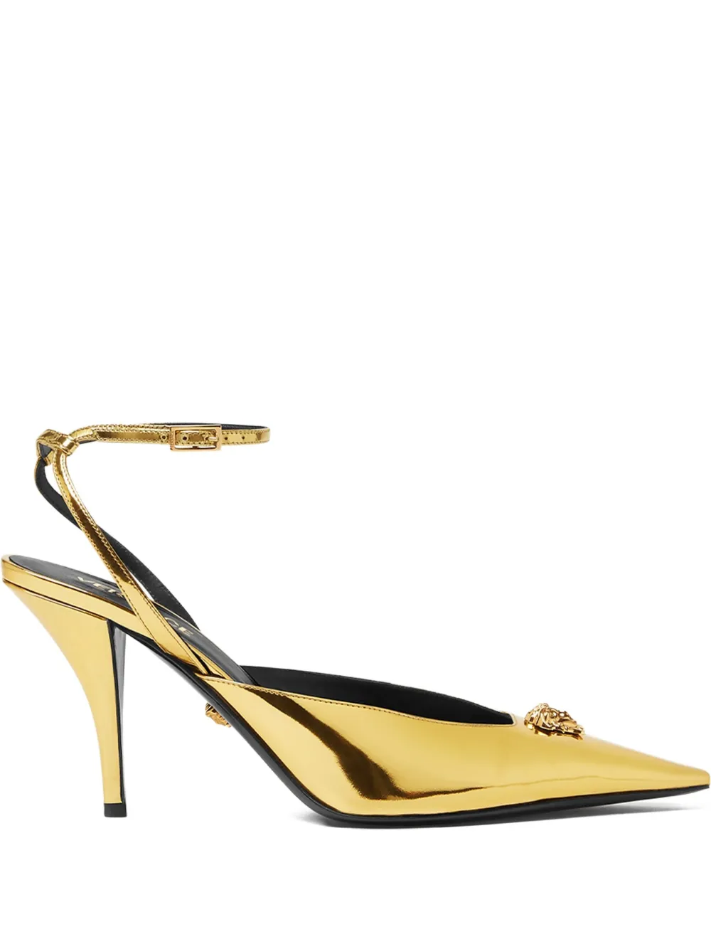 Versace 85mm pointed-toe pumps Gold