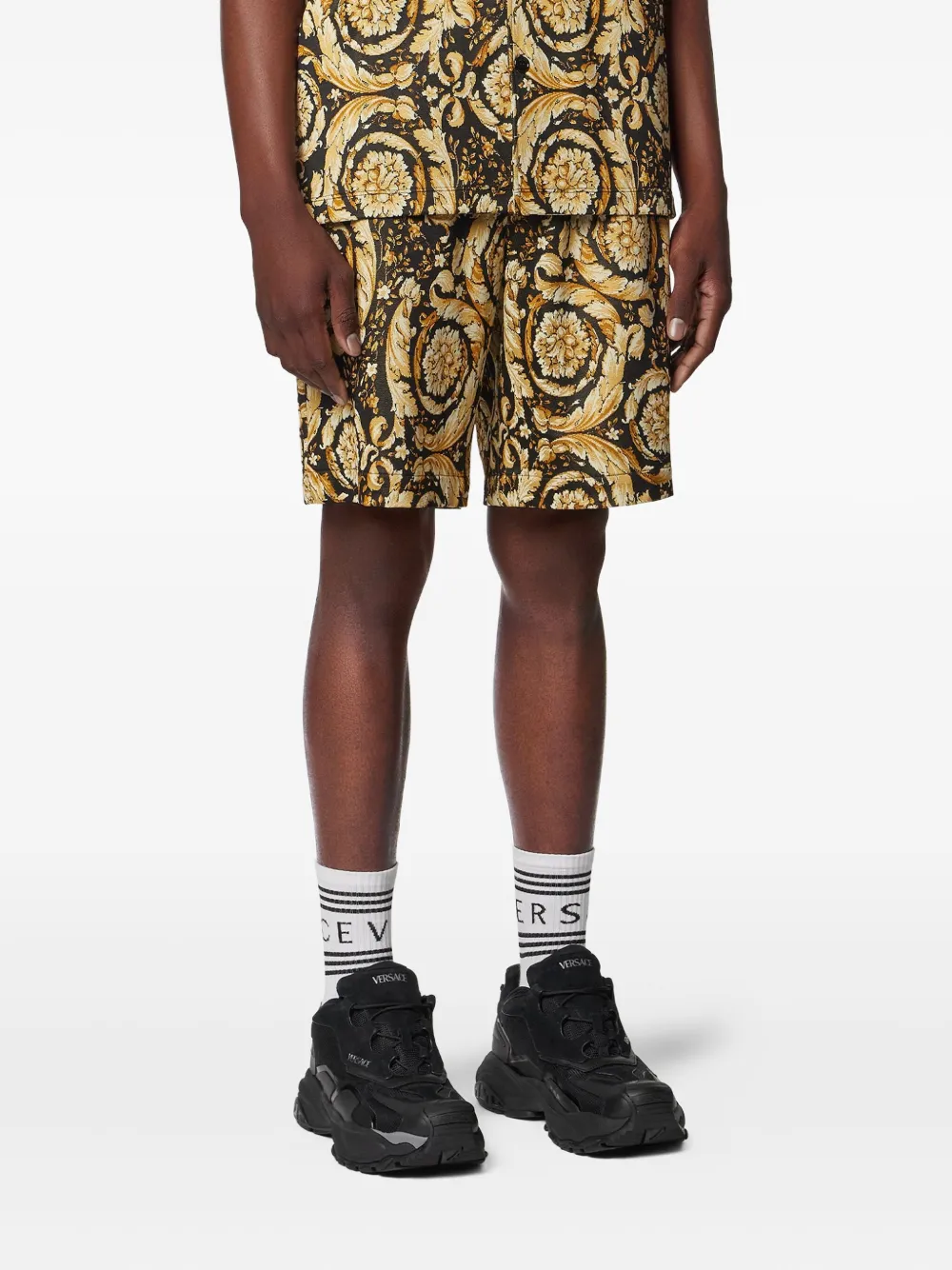 Versace Barocco trainingsshorts met jacquard Zwart