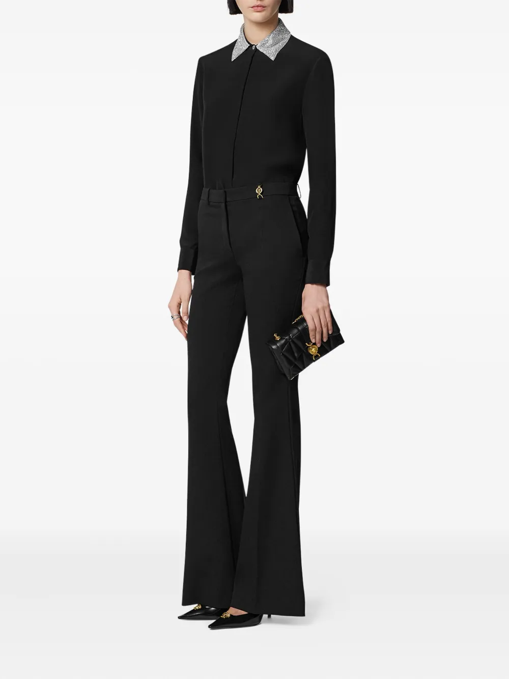 Versace Blouse met verfraaide kraag - Zwart