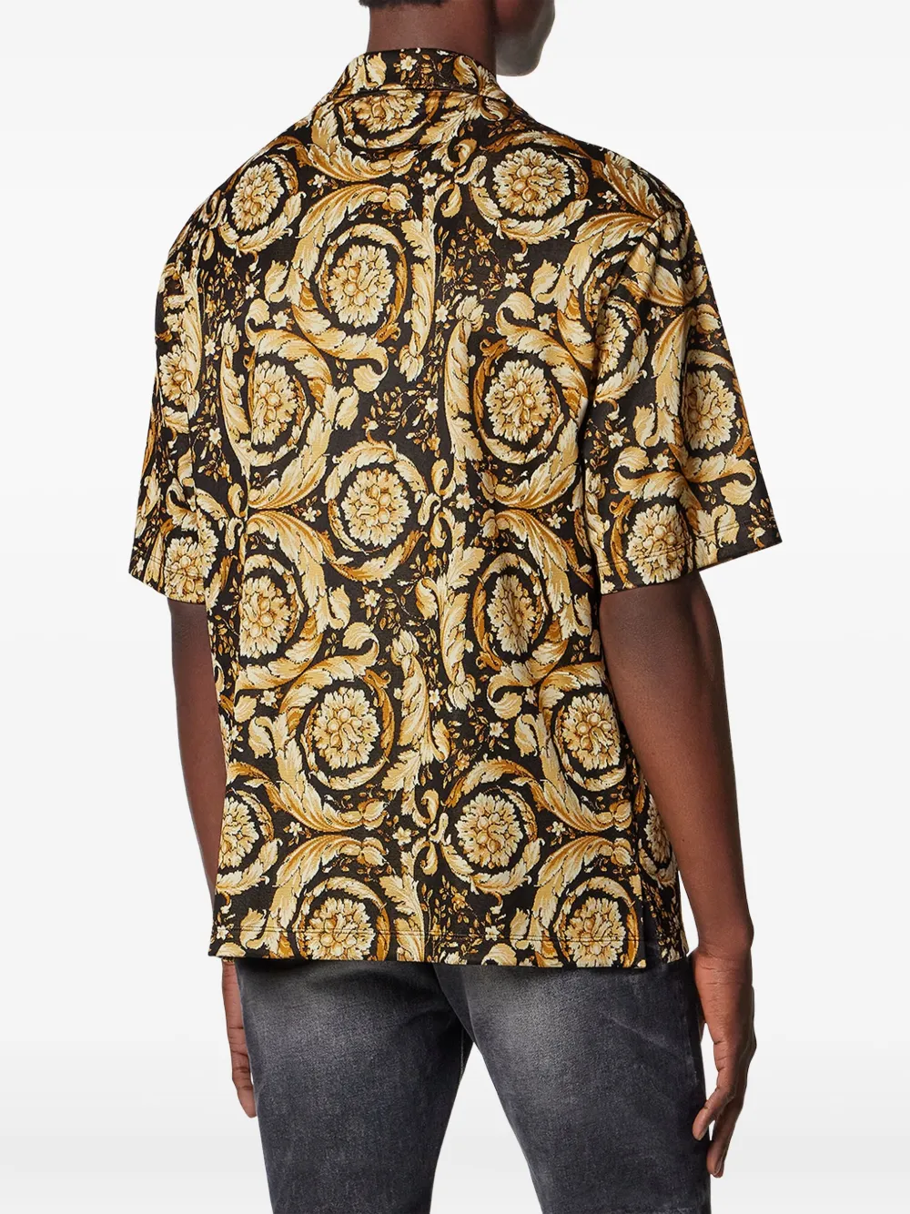 Versace Barocco overhemd met korte mouwen Goud