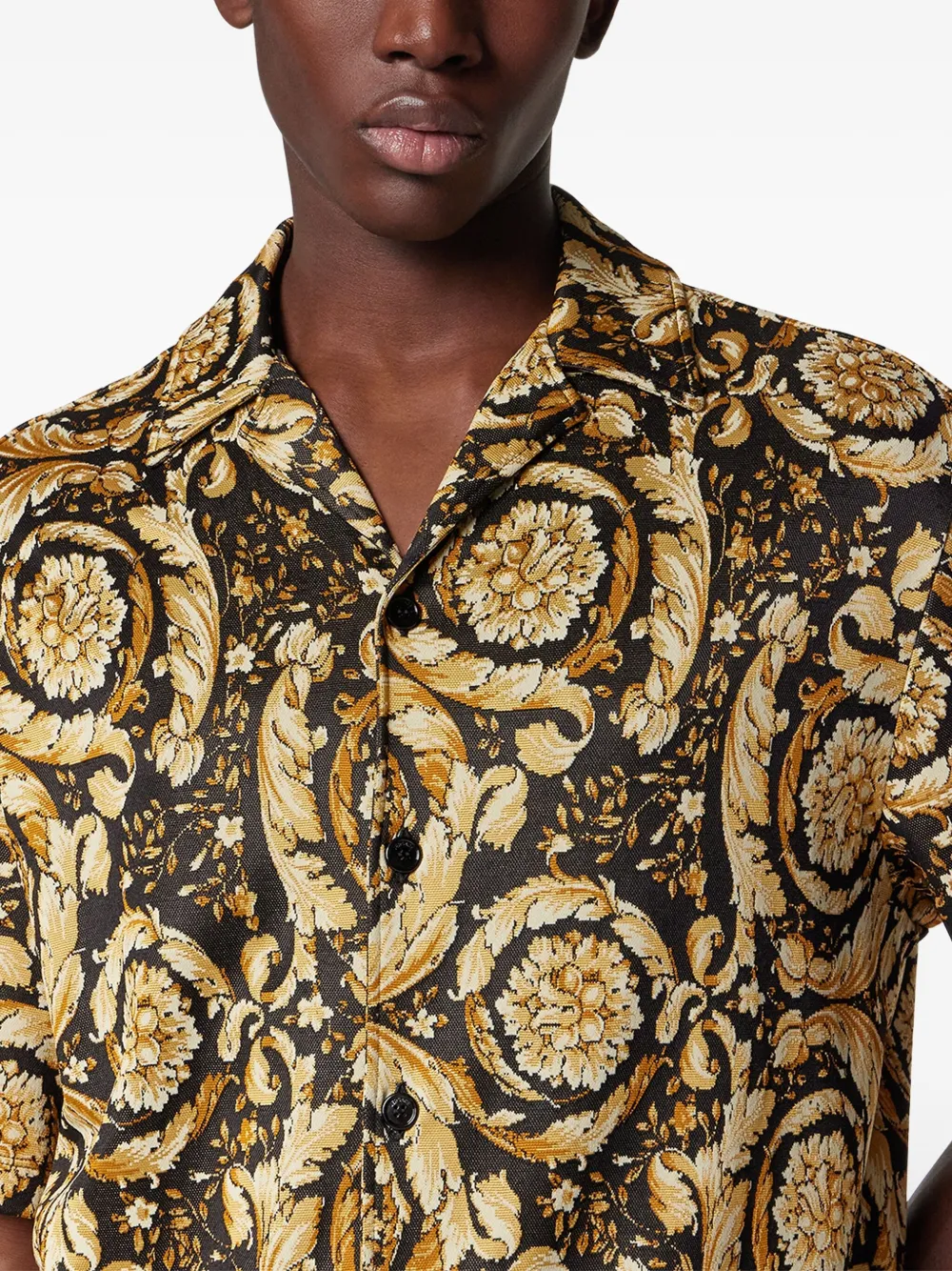 Versace Barocco overhemd met korte mouwen Goud