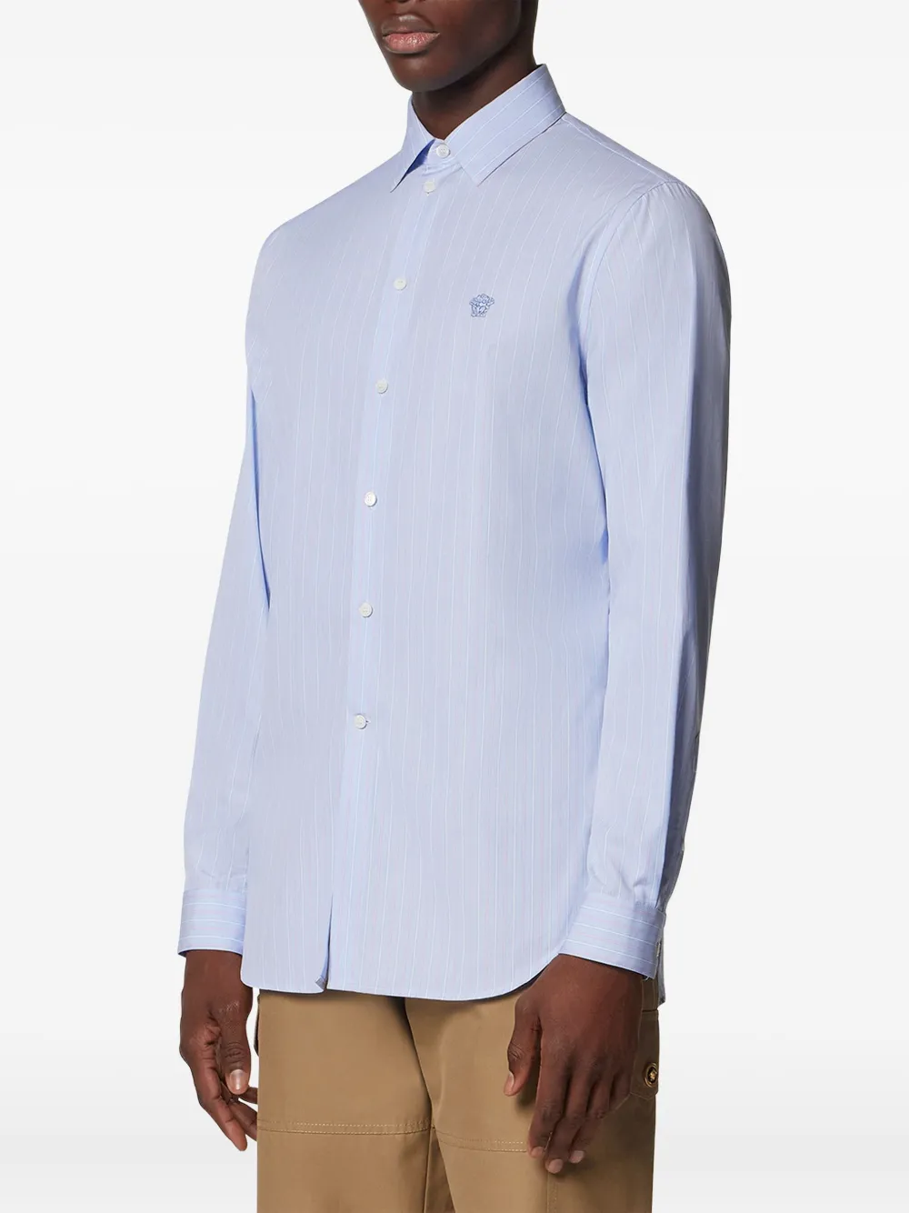 Versace Overhemd met geborduurd Medusa logo Blauw