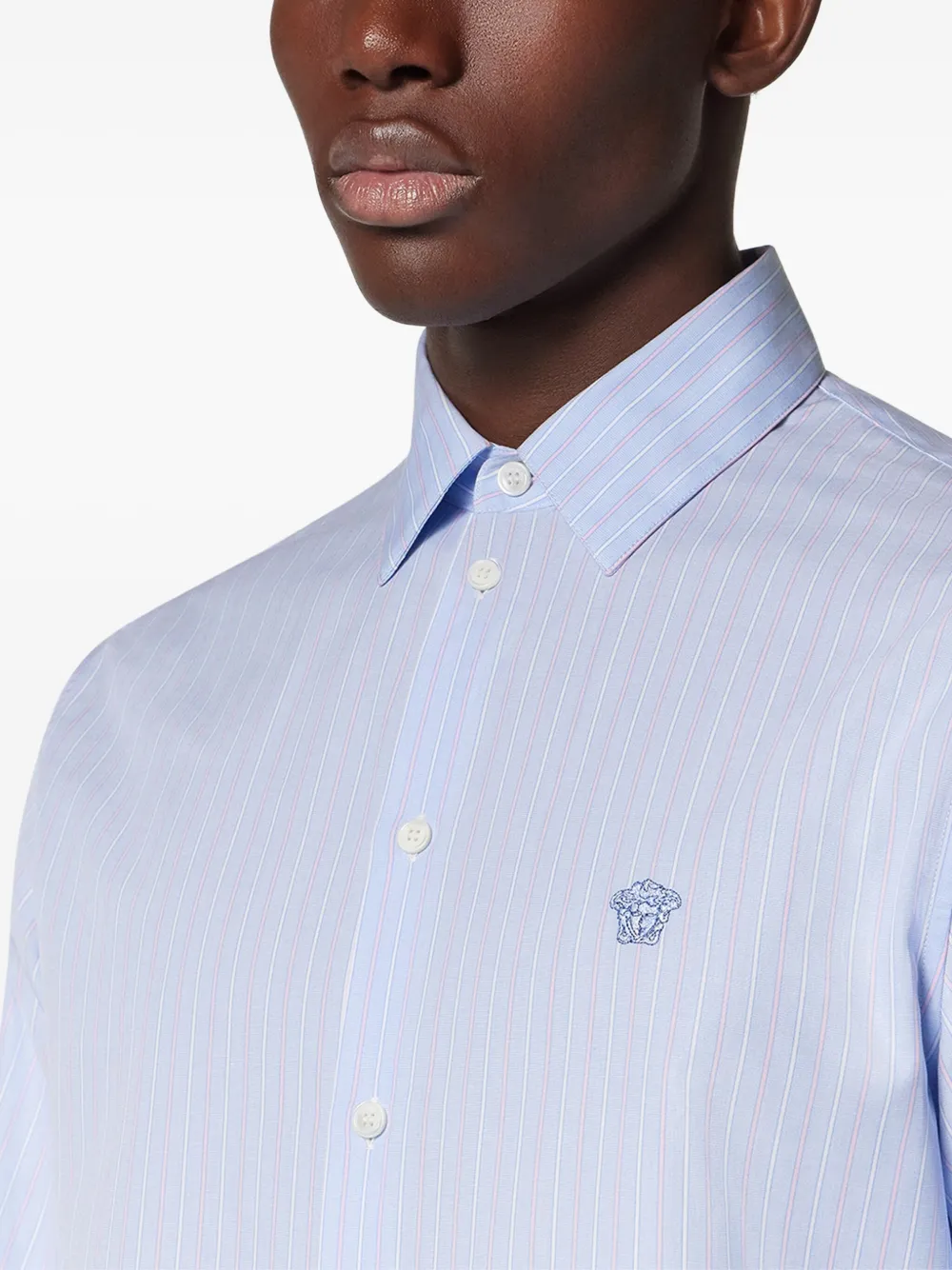 Versace Overhemd met geborduurd Medusa logo Blauw