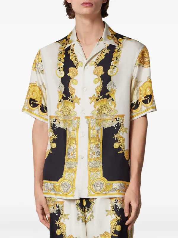 Versace Coral Theatre-print short-sleeve Shirt | White | FARFETCH ZA
