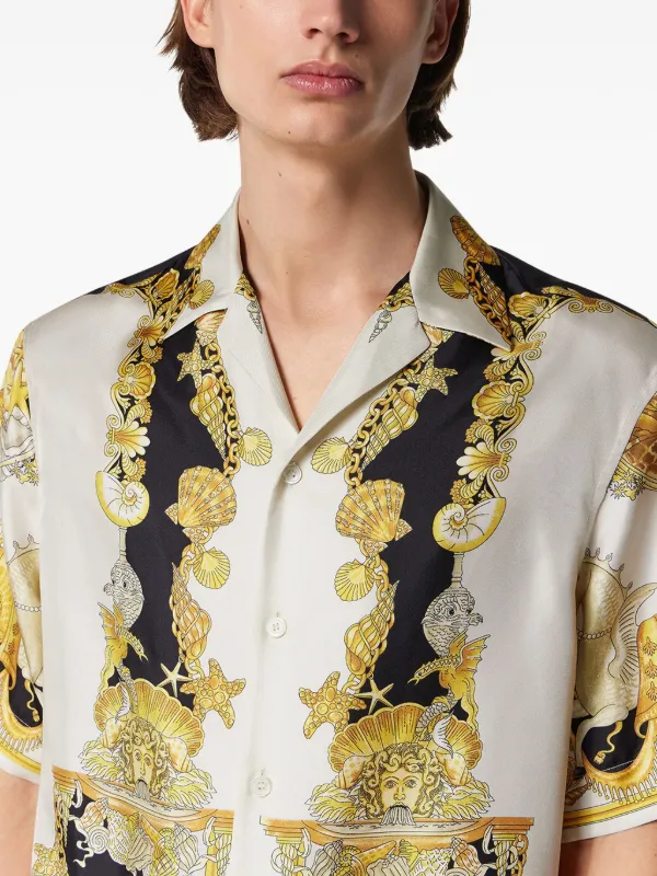 Versace Coral Theatre-print short-sleeve Shirt | White
