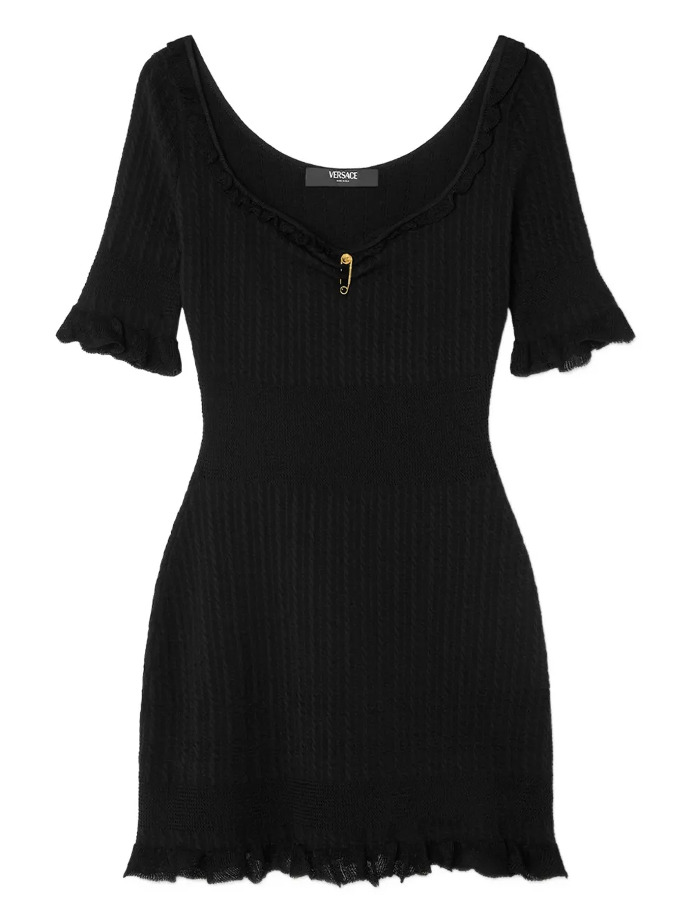 Versace Medusa Safety Pin ribgebreide mini-jurk Zwart