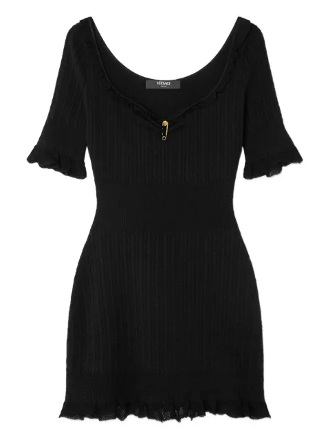Versace Medusa Safety Pin ribbed-knit mini dress
