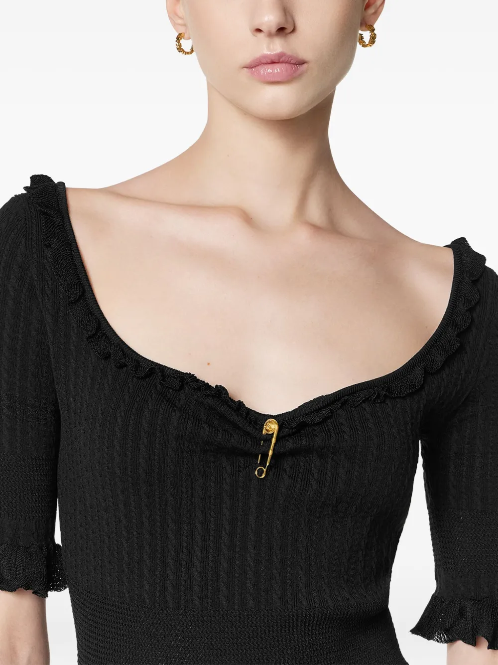 Versace Medusa Safety Pin ribgebreide mini-jurk Zwart