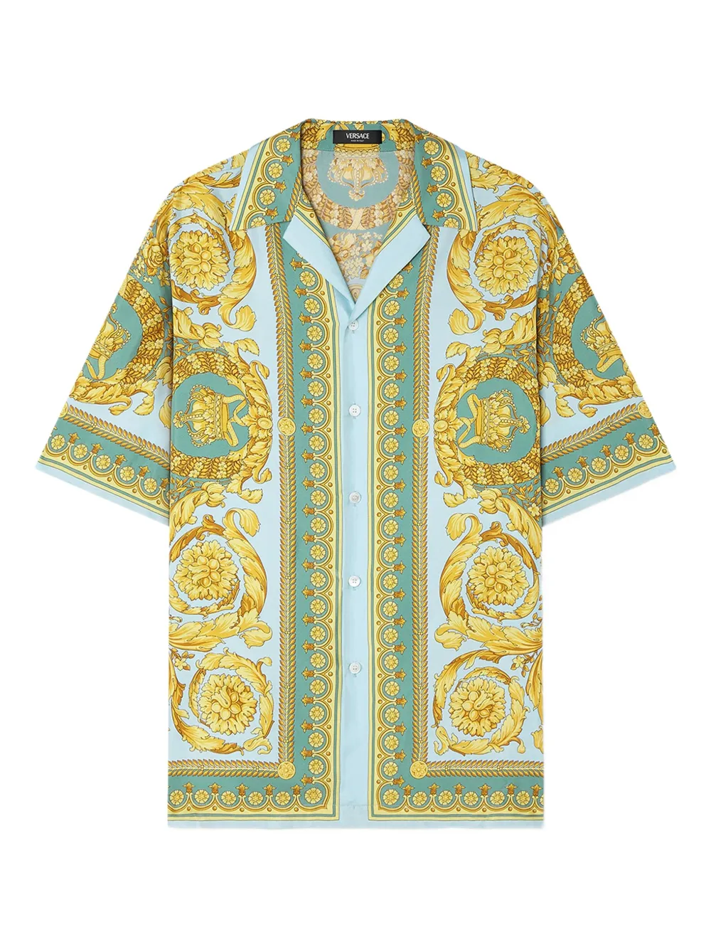 Versace Barocco-print short-sleeve shirt | Green | Image 1