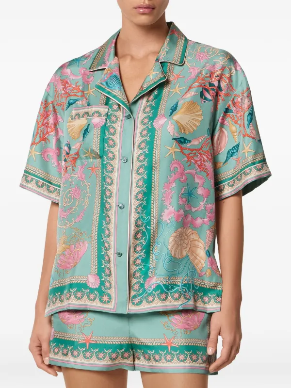 【関税＆送料込み】Versace Sea Clothing Versace Silk Shirt | Green | FARFETCH