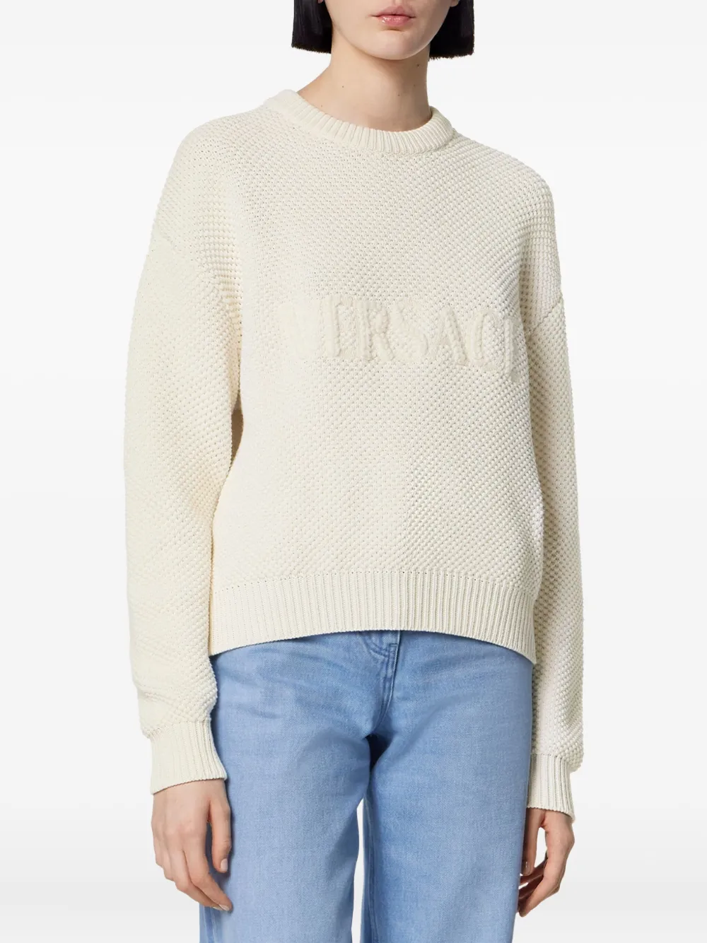 Versace Trui met logo en textuur Wit
