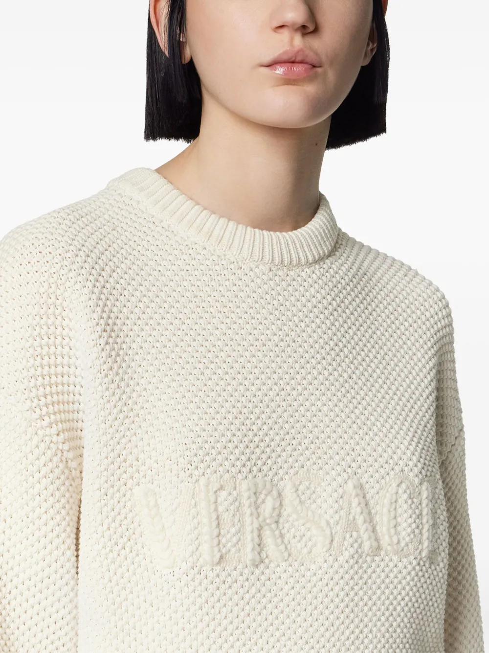 Versace Trui met logo en textuur Wit