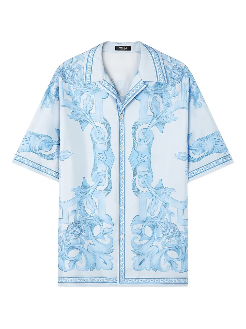 Versace Overhemd met barokprint en korte mouwen Grijs