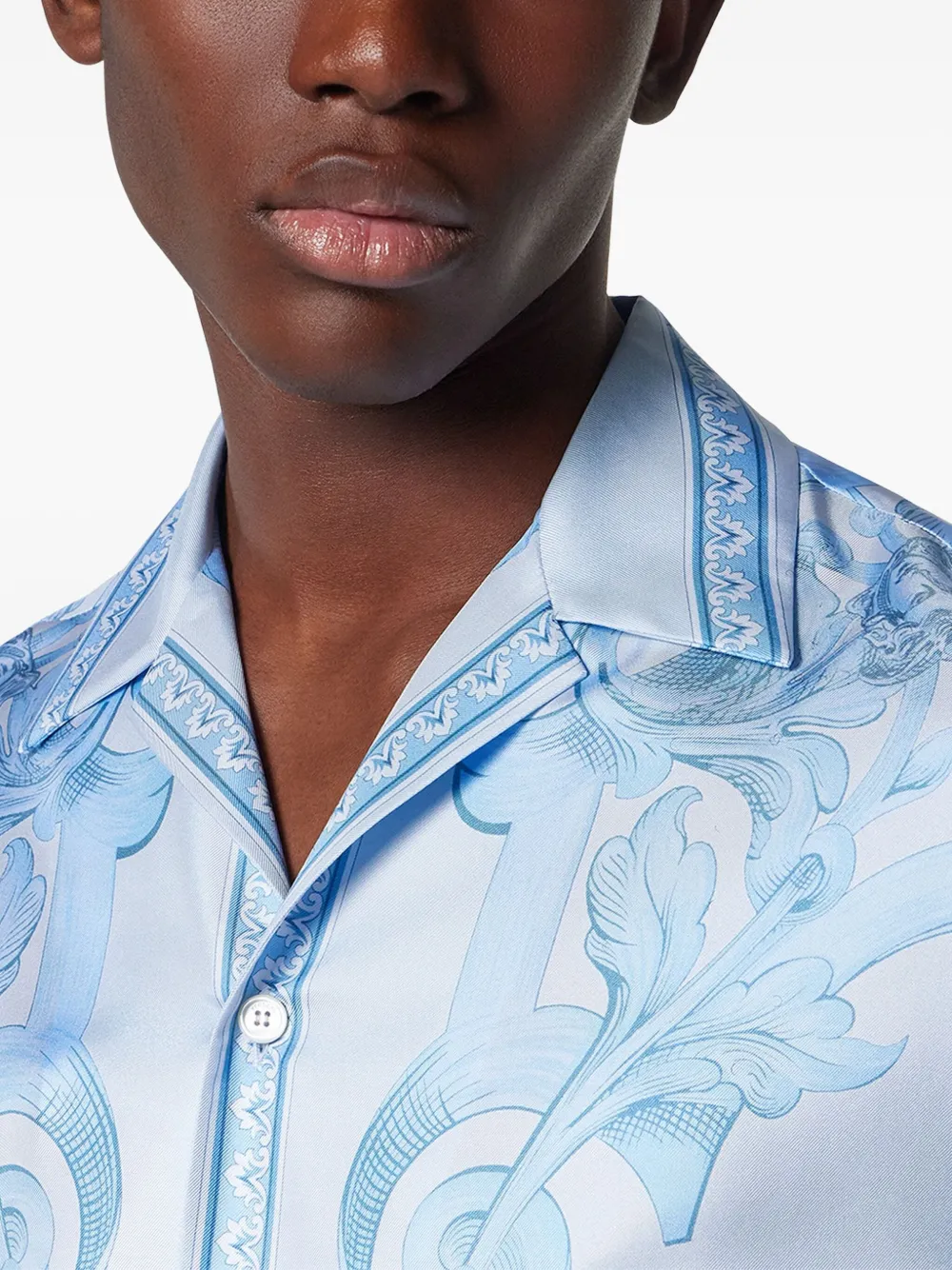 Versace Overhemd met barokprint en korte mouwen Grijs