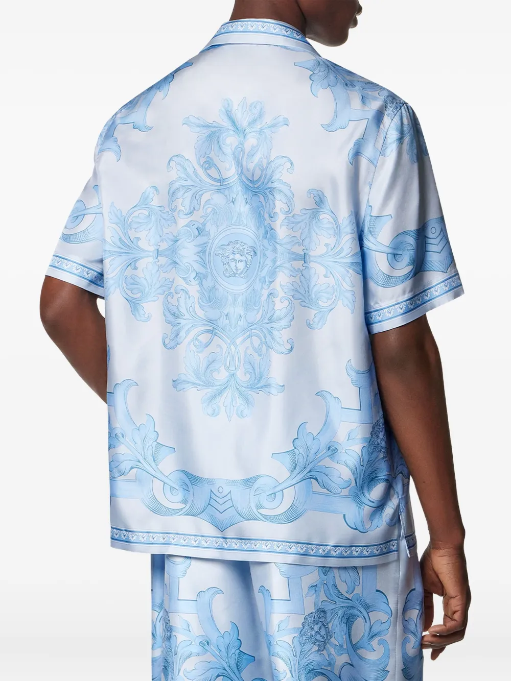 Versace Overhemd met barokprint en korte mouwen Grijs