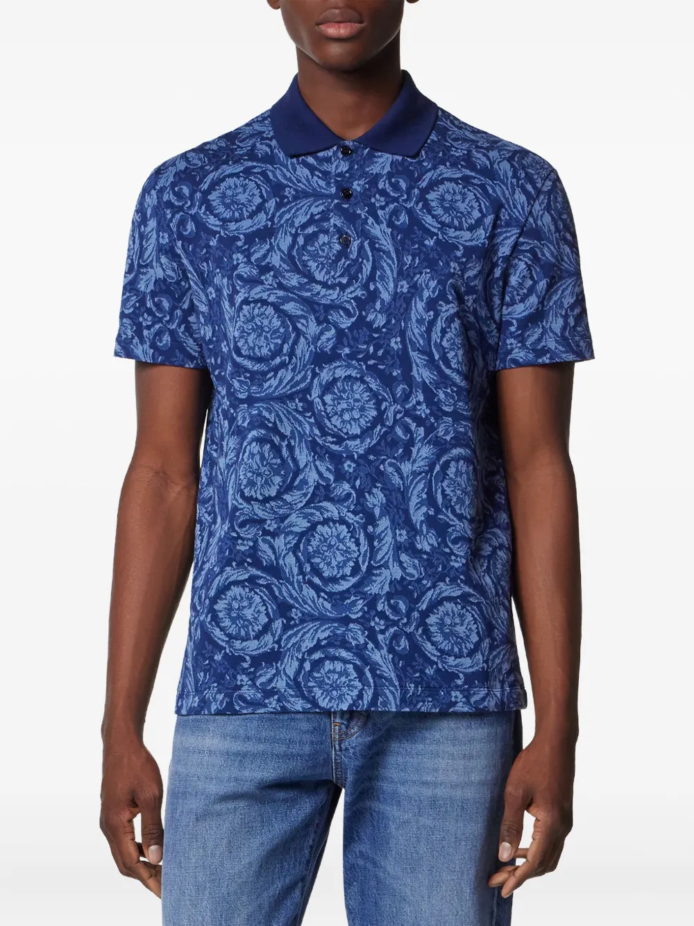 Versace Barocco poloshirt Blauw