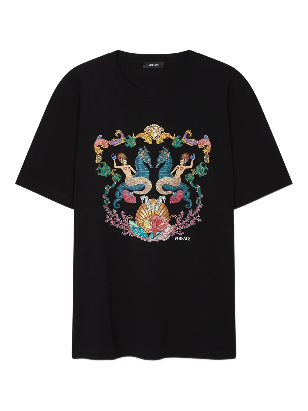 Versace Coral Theatre T-shirt Zwart