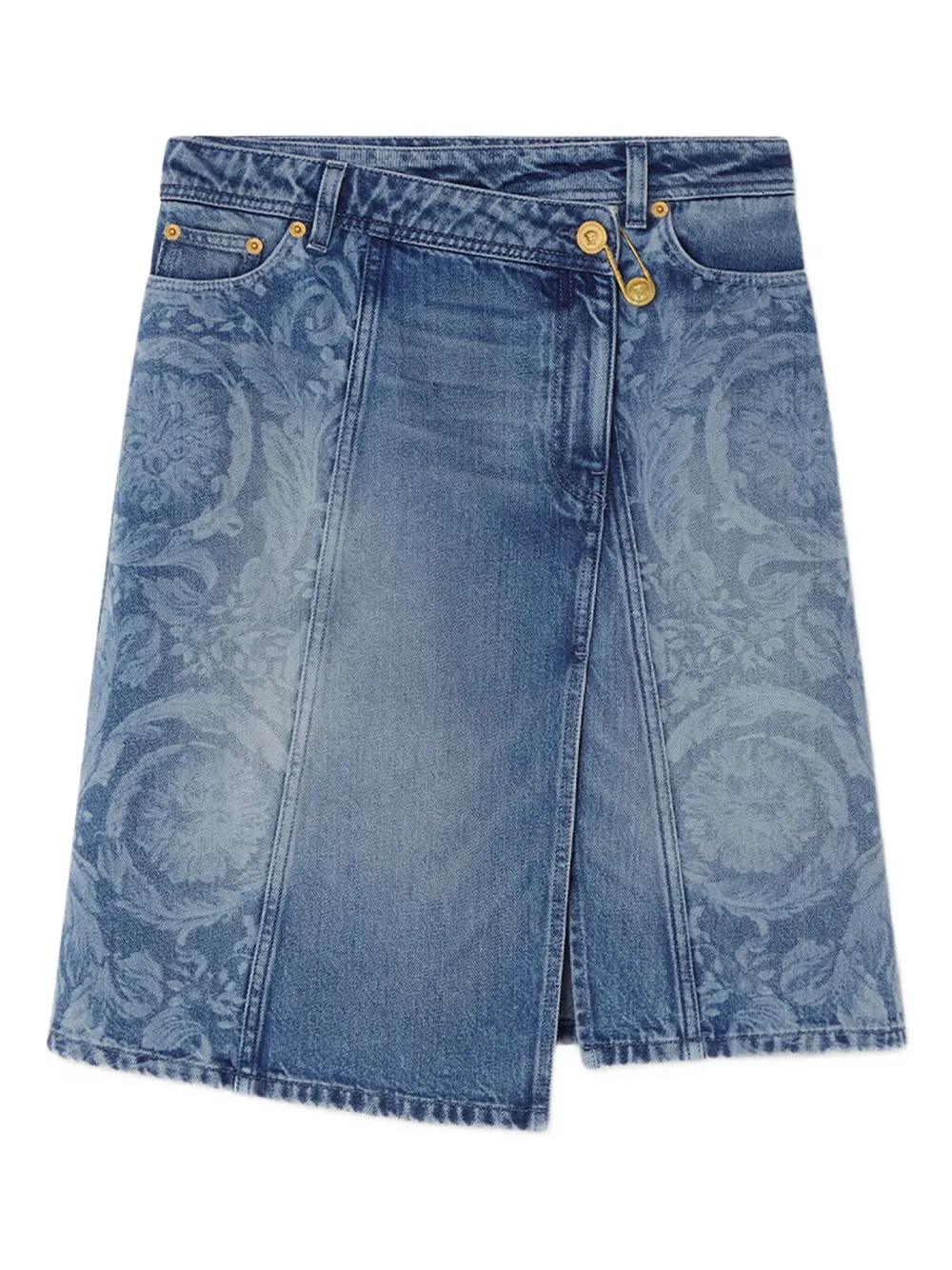 Versace Asymmetrische spijkerrok Blauw