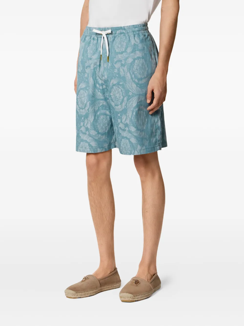 Versace Shorts met Barocco-print Blauw