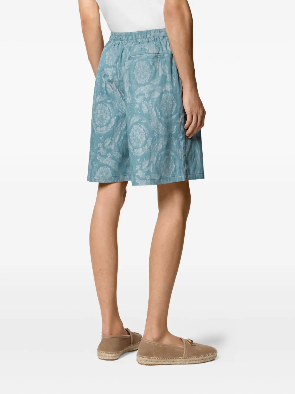 Versace Shorts met Barocco-print Blauw