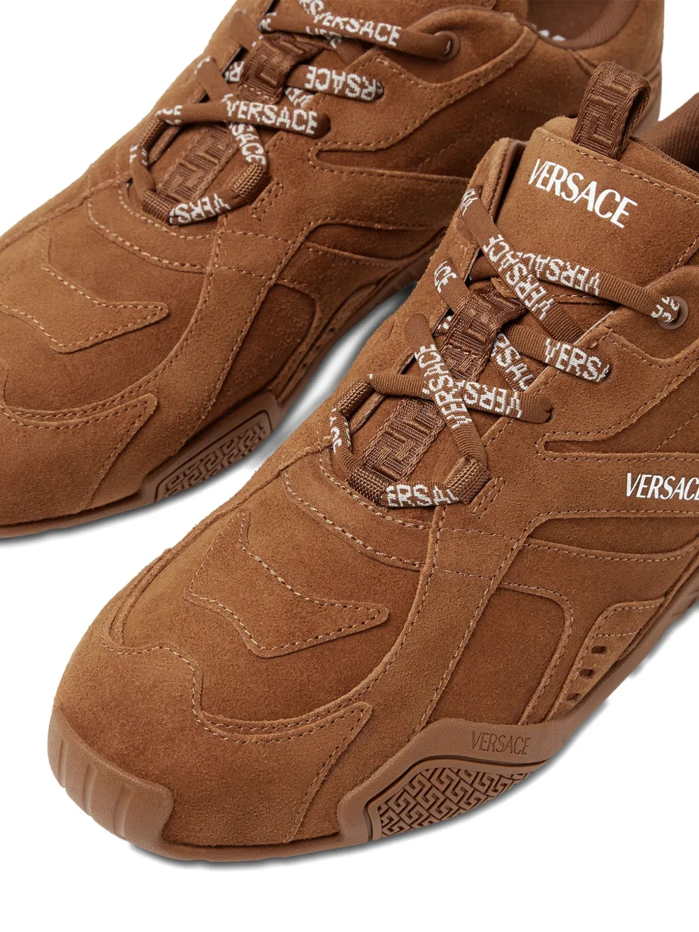 Versace Galaxia suede sneakers Brown
