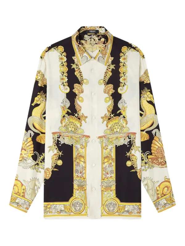 Versace Camisa Coral Theatre De Seda | Dourado | FARFETCH BR