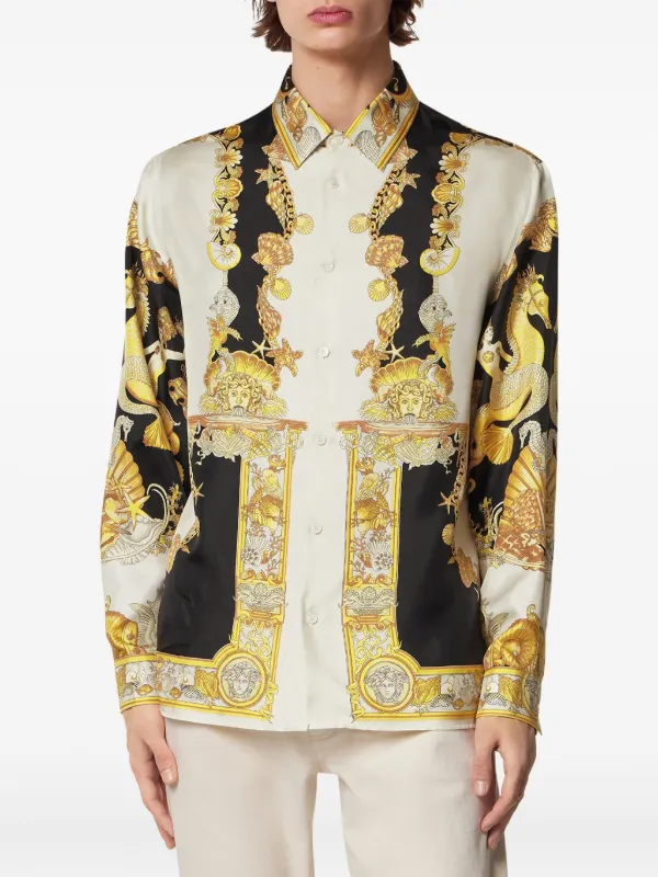 Versace Coral Theatre Silk Shirt | Gold | FARFETCH