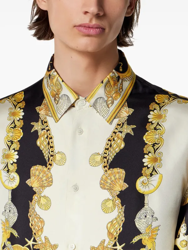 Versace Coral Theatre Silk Shirt | Gold | FARFETCH