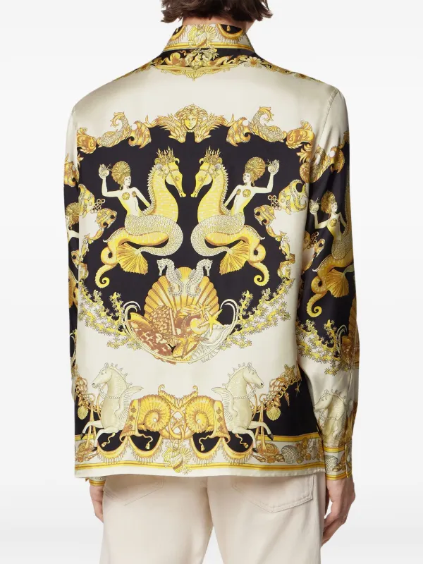 Versace Coral Theatre Silk Shirt | Gold | FARFETCH