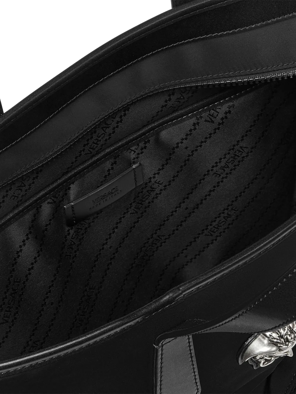 Versace Shopper met Medusa-plakkaat Zwart