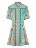 Versace Underwater Barocco silk mini shirt dress - Green