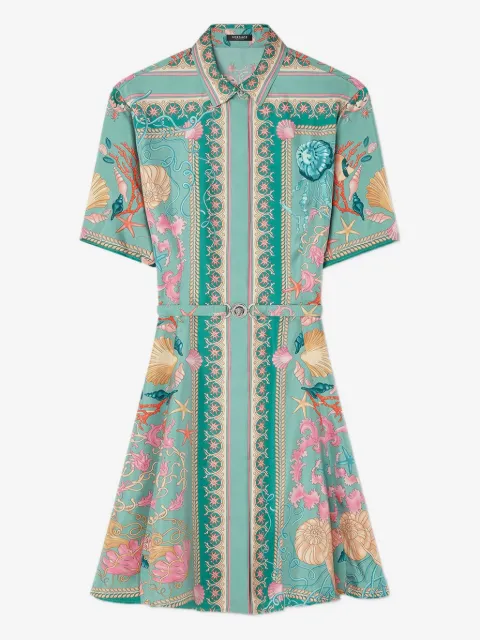 Versace Underwater Barocco kort skjortklänning