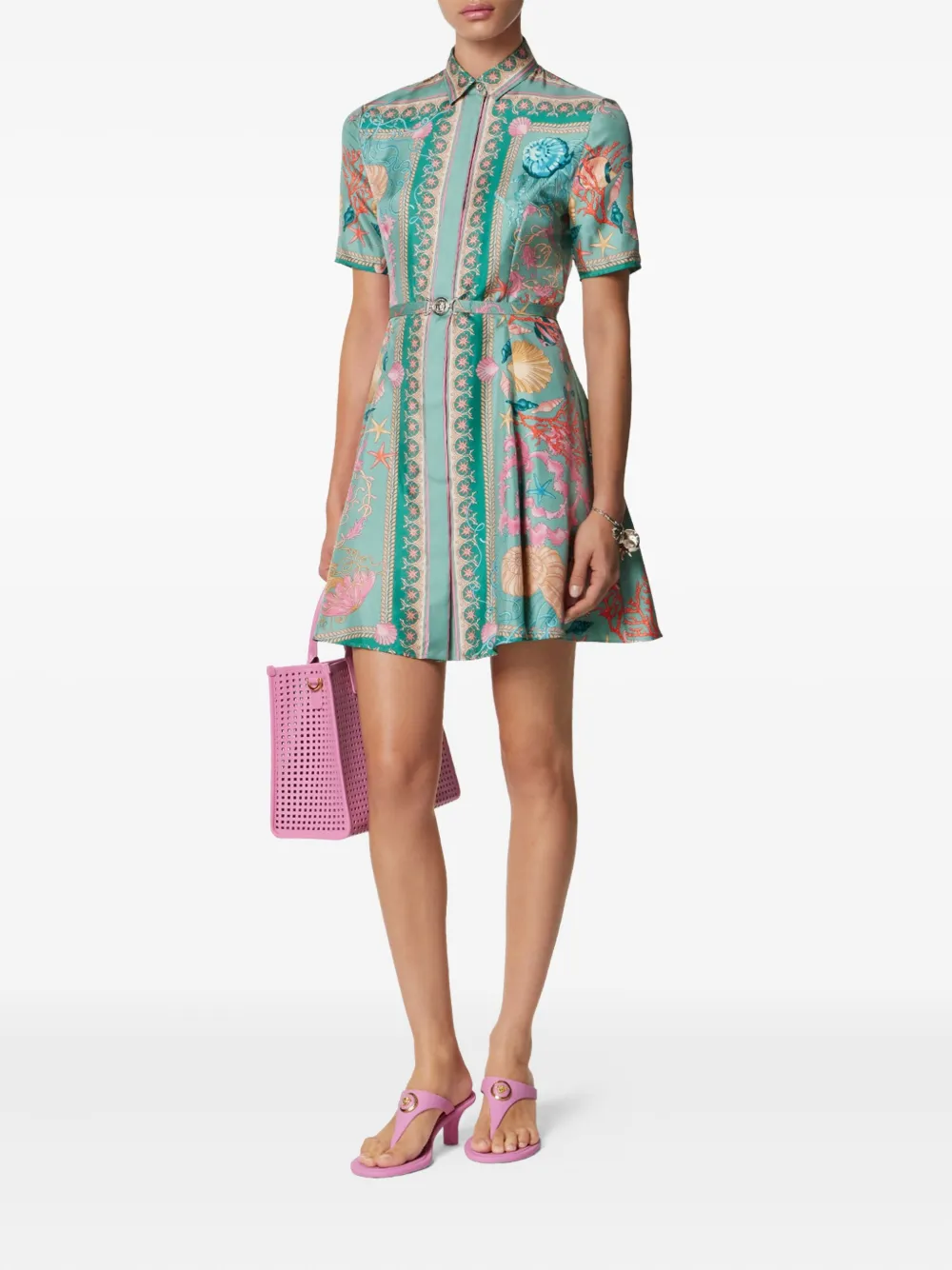Versace Underwater Barocco blousejurk - Groen