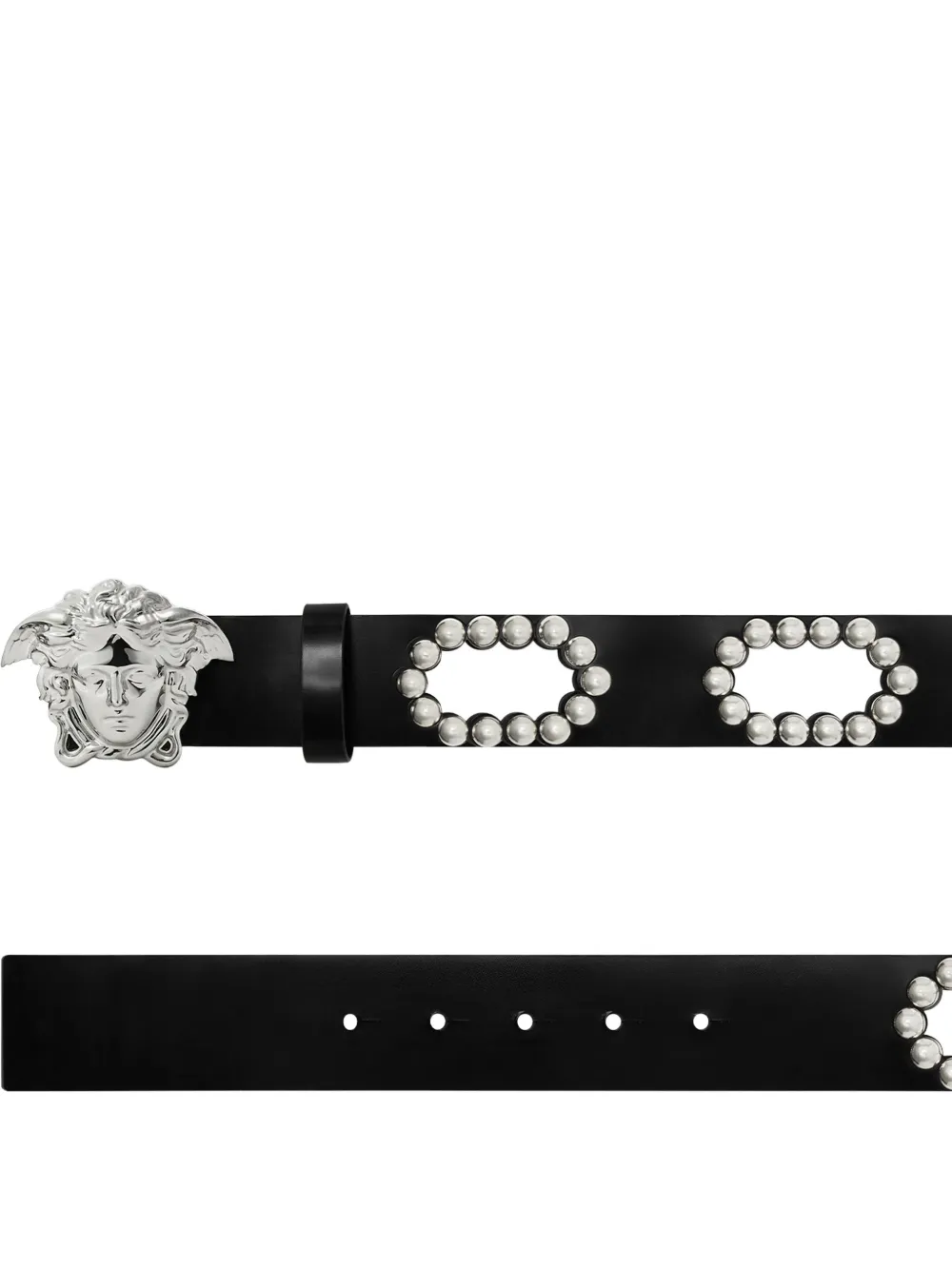 Versace La Medusa leren riem met studs - Zwart