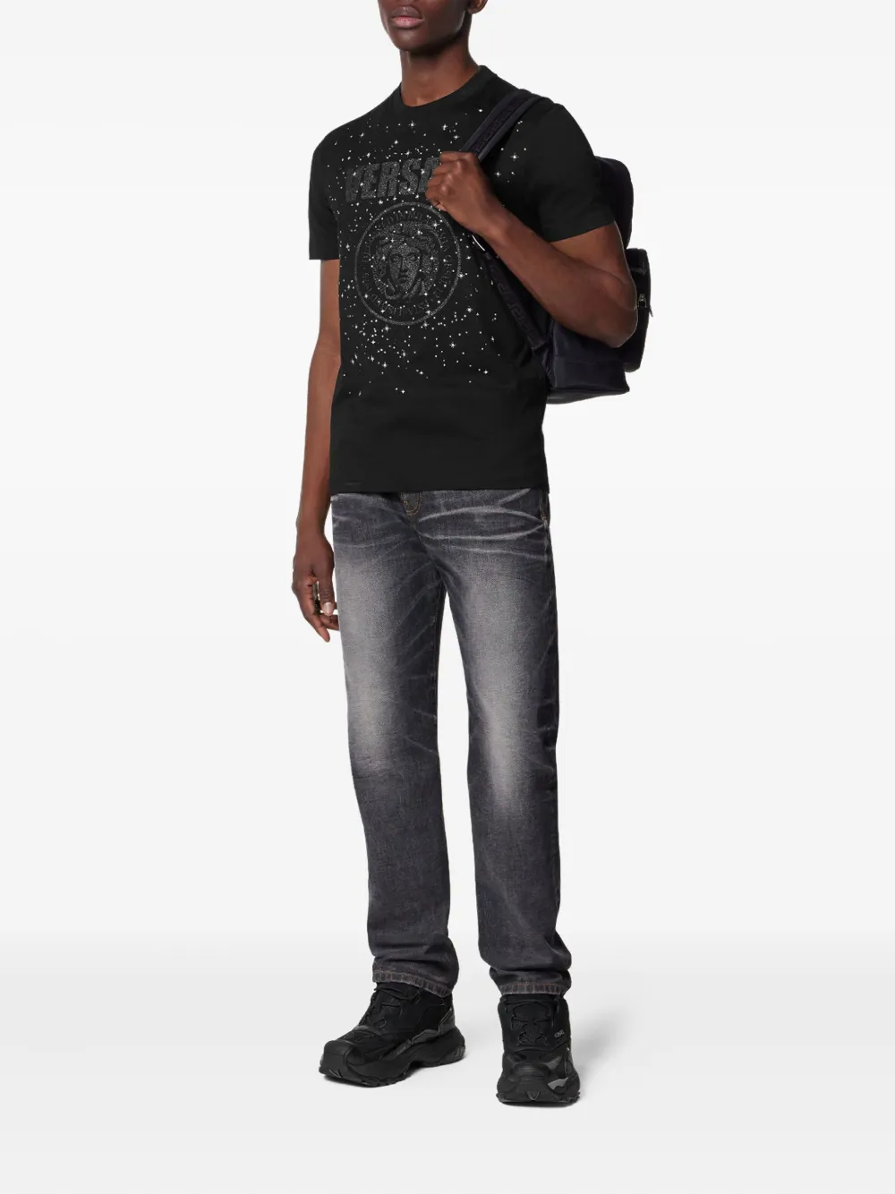 Versace Crystal Medusa T-shirt Zwart