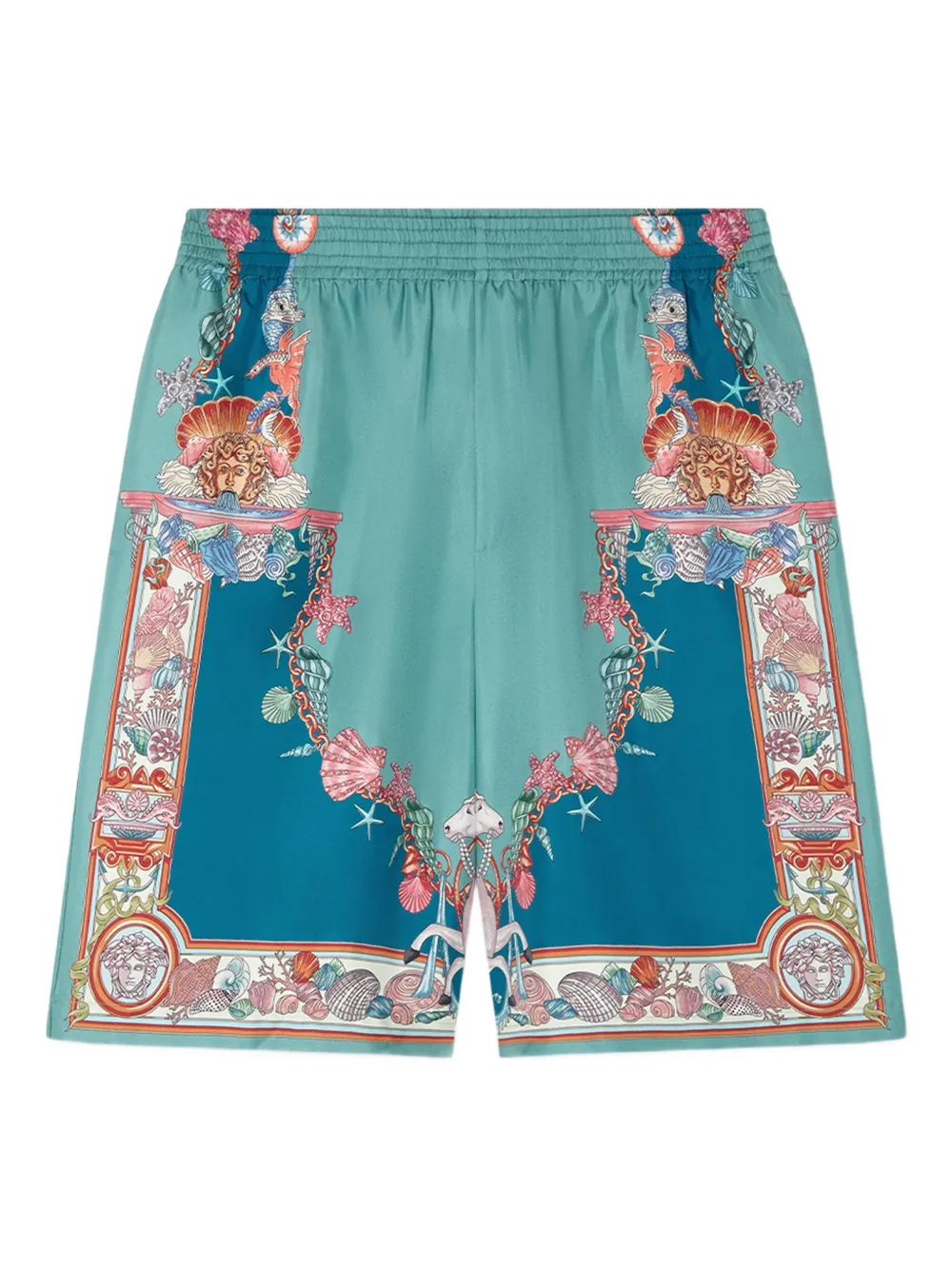 Versace Shorts met Coral Theatre-print Groen