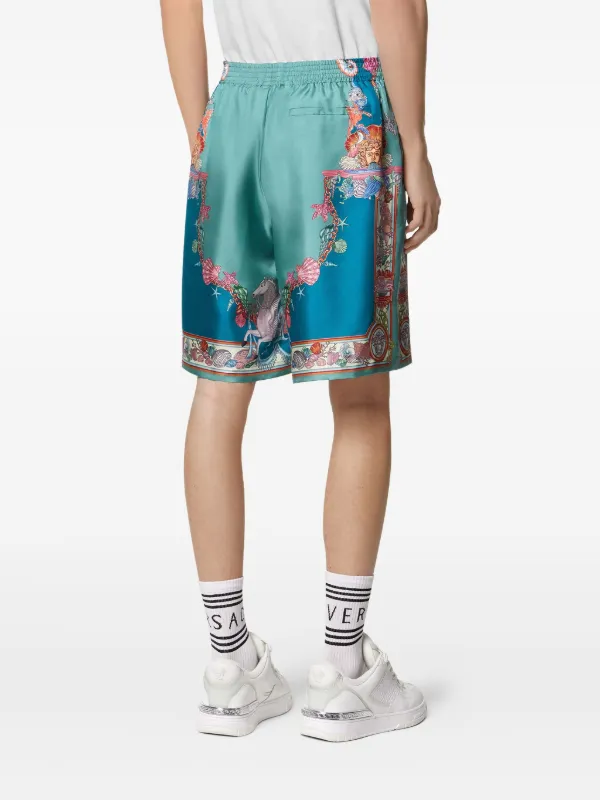 【VERSACE】 ヴェルサーチェ Coral Theatre シルク ハーフパンツ Versace Coral Theater ショートパンツ | グリーン | FARFETCH JP