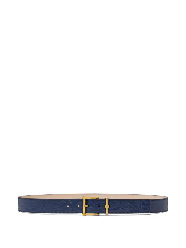 Versace Navy Blue Leather Belt Versace Blue Medusa Head Leather Belt Size 95 cm main image 2