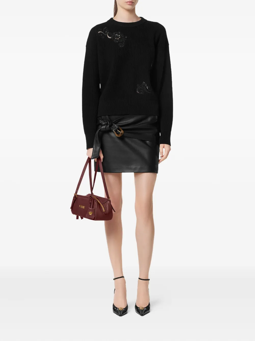 Versace Trui met geborduurd detail Zwart