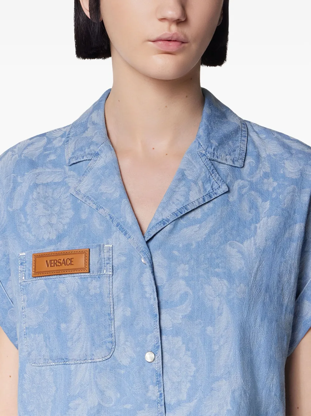 Versace Blouse met Baracco-print Blauw