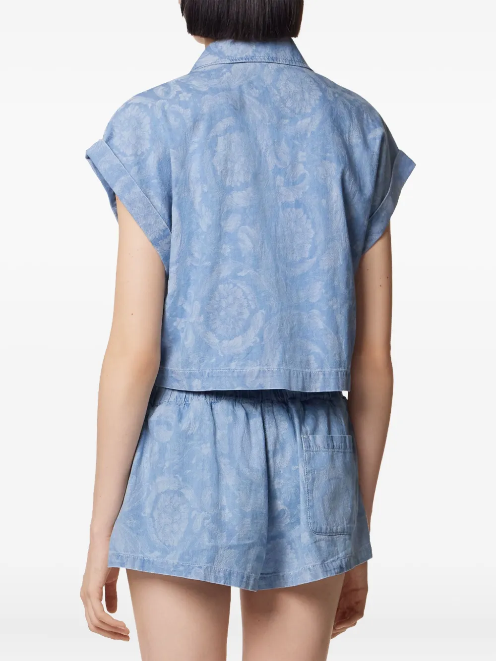 Versace Blouse met Baracco-print Blauw