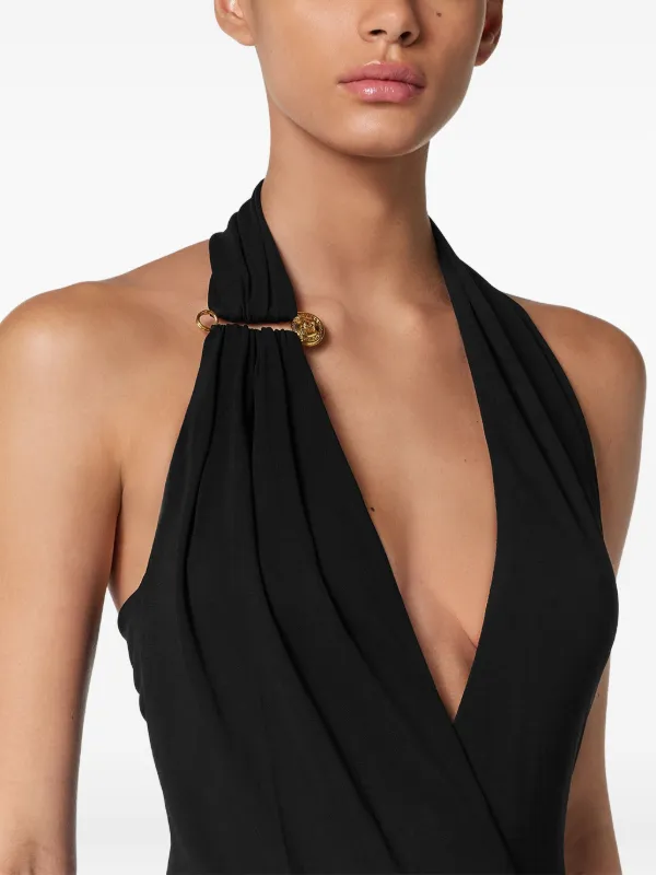 Versace Halterneck Crêpe Midi Dress | Black | FARFETCH