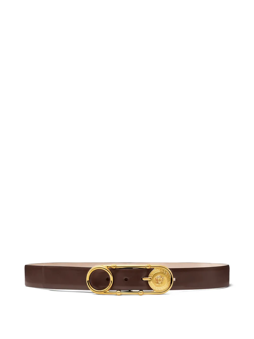 Versace Riem met veiligheidsspeld Bruin