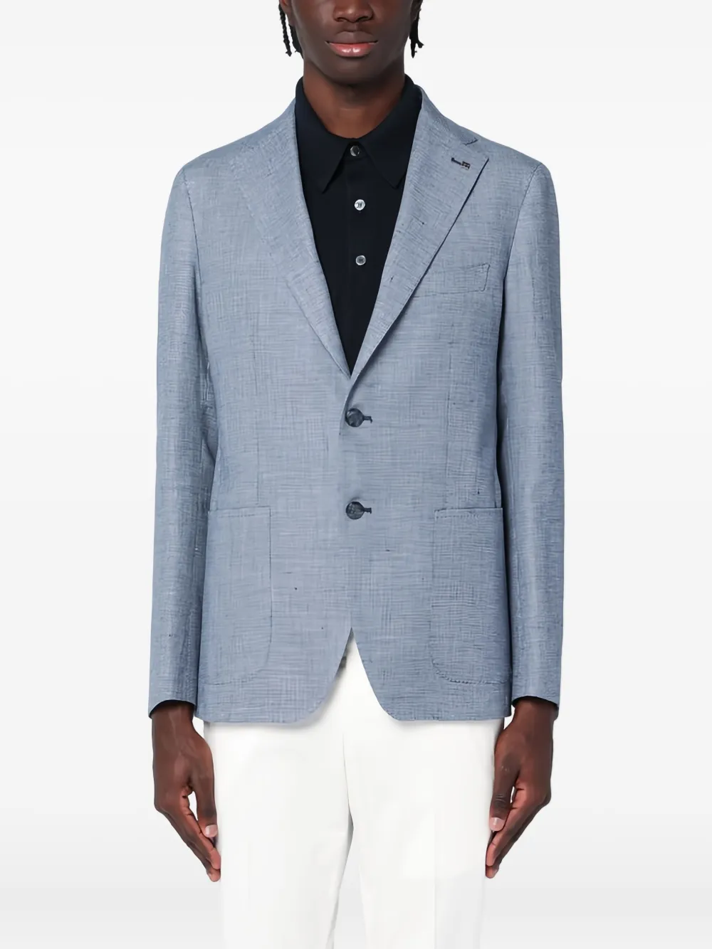 Tagliatore single-breasted patch-pocket jacket Blauw