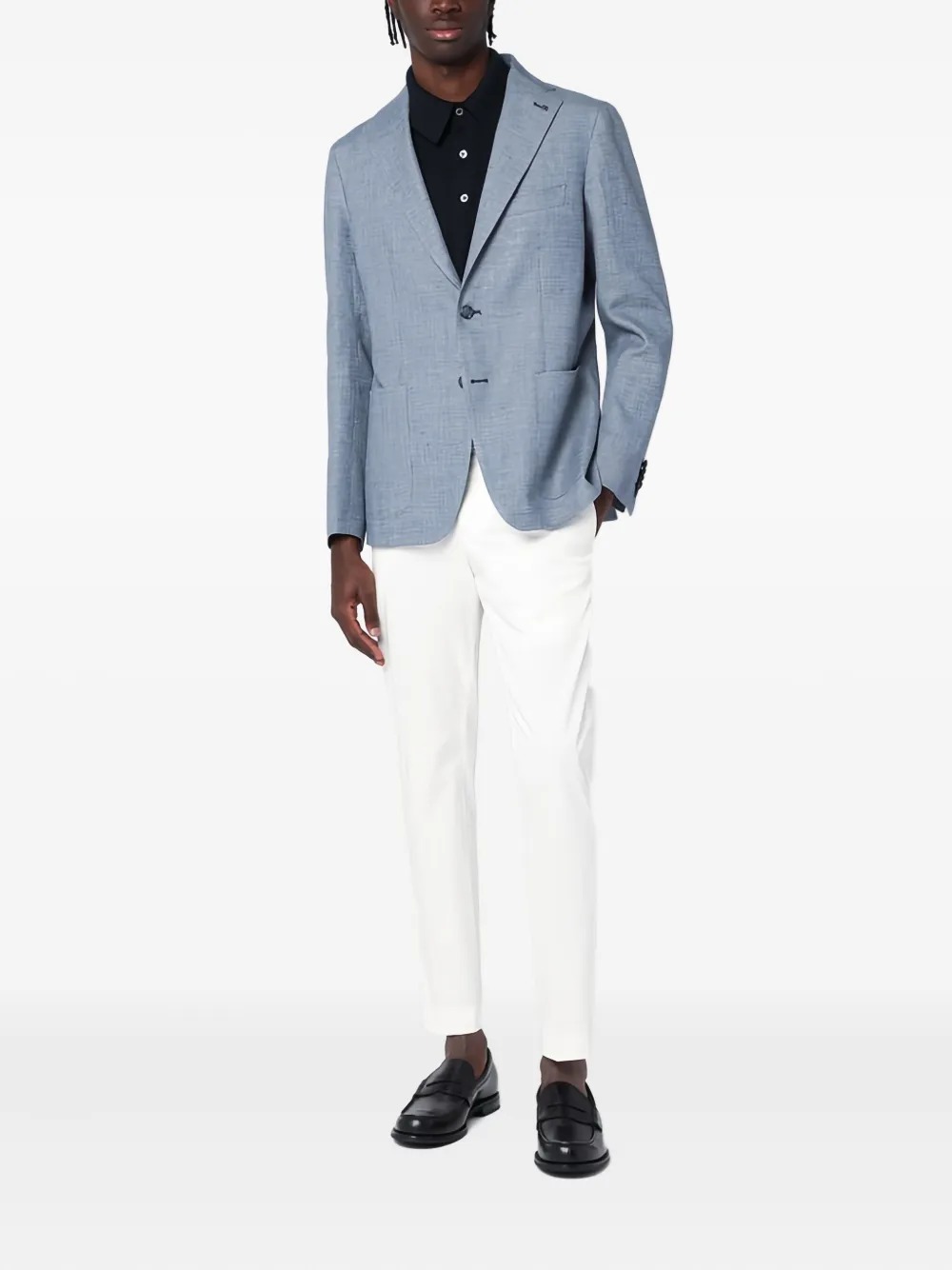 Tagliatore single-breasted patch-pocket jacket Blauw