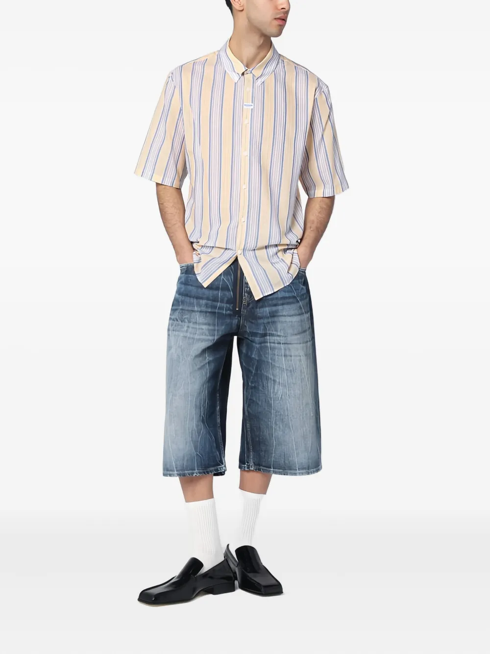 Martine Rose striped short-sleeve shirt Geel