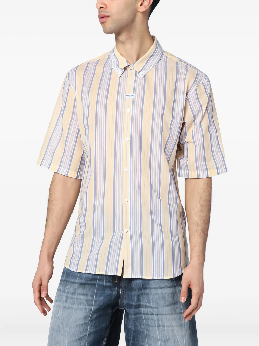 Martine Rose striped short-sleeve shirt Geel