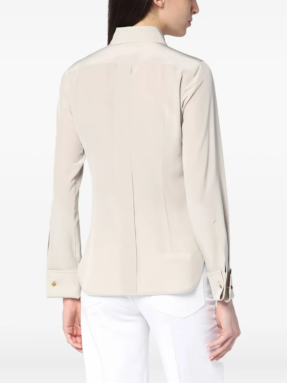 Max Mara tie-neck long-sleeve shirt Beige