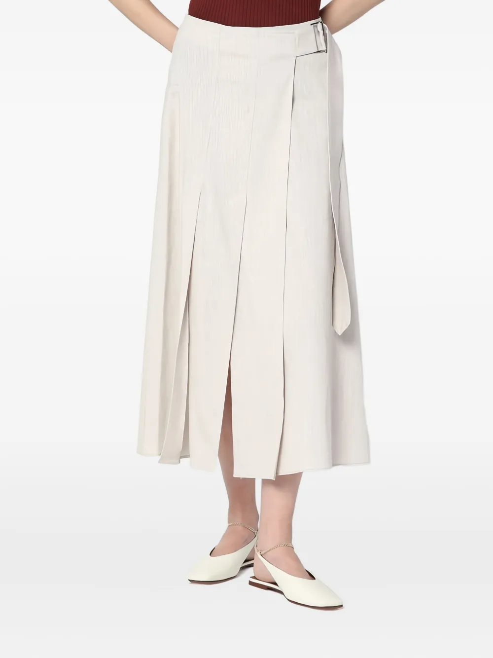 Department 5 pleated wrap linen-blend skirt | Grey | Image 1