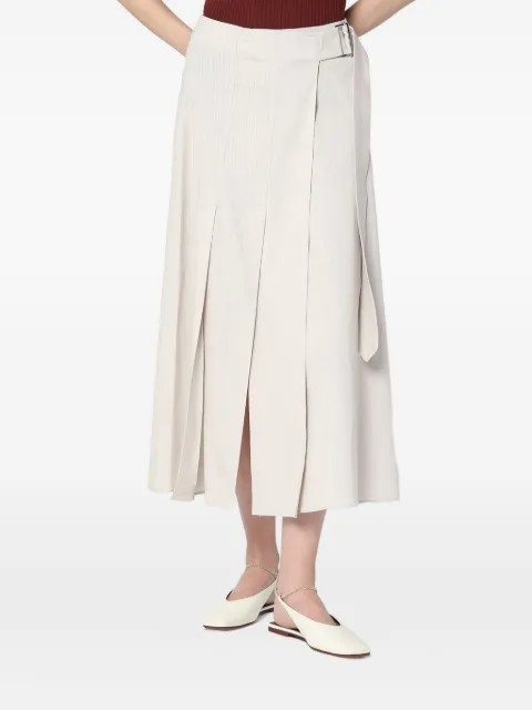 Department 5 pleated wrap linen-blend skirt